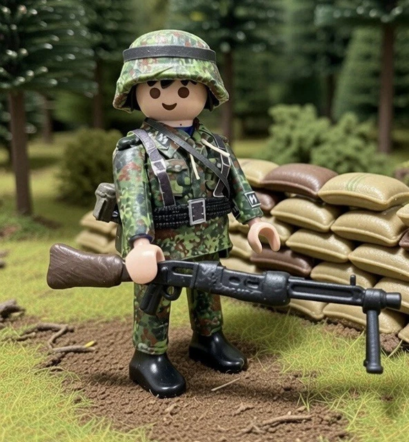 Playmobil Custom WW2 Guerra Mundial SOLDADO Ejército Alemán MILITAR ARMA MG42 AC Playmobil Custom WW2 Guerra Mundial SOLDADO Ejército Alemán MILITAR ARMA MG42 AC