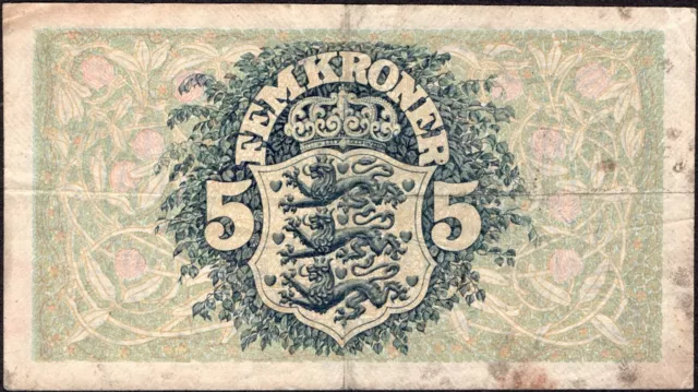 5 Kroner 1942 - Prefix H - Series: 3887174 - Denmark - Pick:30g  -"VG" - C44 3