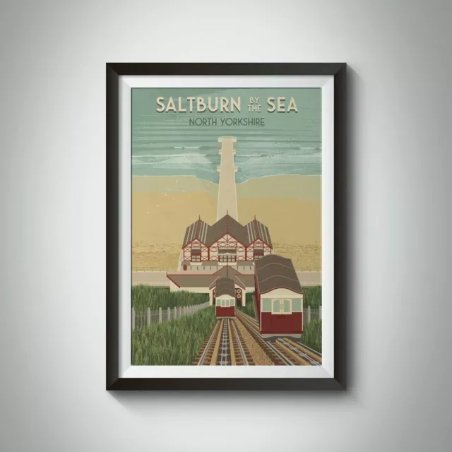 Saltburn by the Sea Travel Poster - Framed - Vintage - Bucket List Prints
