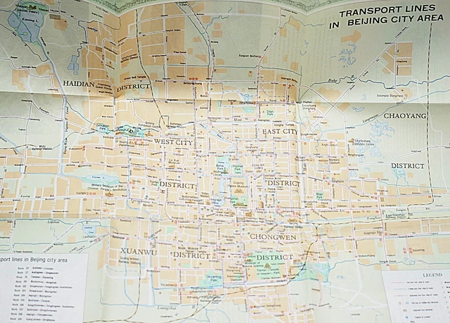 TOURIST MAP OF Beijing Color Lithographed Folding Map 1981 Large Size ...