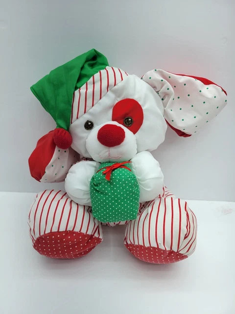Vtg 1991 Fisher Price Puffalumps Christmas Puppy Dog Plush Stuffed Animal Read