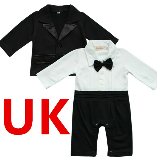 Baby Boys Gentleman Romper Wedding Formal Tuxedo Suit Birthday Party Outfits