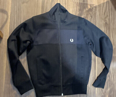 FRED PERRY Full Zip Track Top Jacket Junior Boys Size Y S Youth Small Black