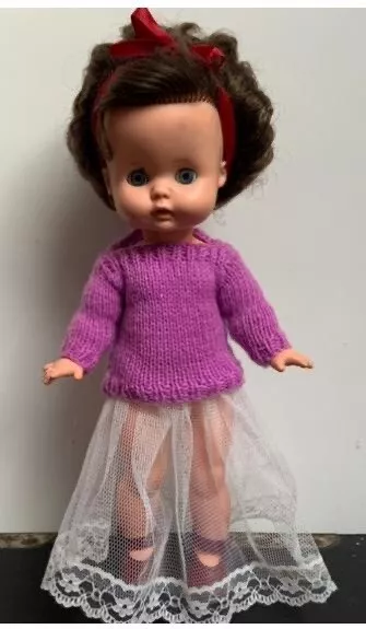 Vintage Chiltern  Doll In Knitted Jumper And Net Skirt Free Delivery