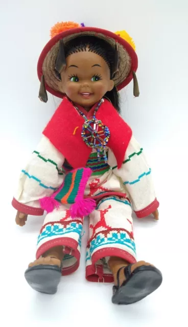 Male Huichol Indian Vintage Doll Wearing Traditional Garments & Beads