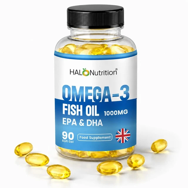 OMEGA 3 FISH Oil Halo Nutrition 1000mg Softgel Capsules EPA & DHA – 90 ...