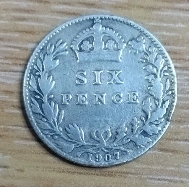 1907 Edward VII Silver Sixpence in Good Condition
