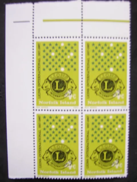 Norfolk Island Stamp, Lions International 1967, corner block of 4 x 4c MNH