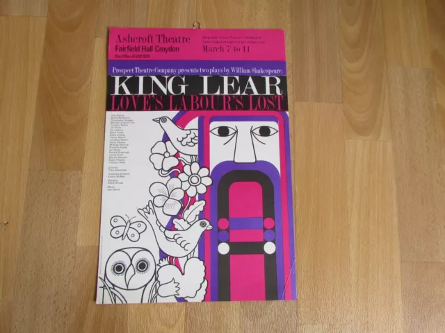 King Lear & Love's Labour Lost Original ASHCROFT Theatre CROYDON Poster