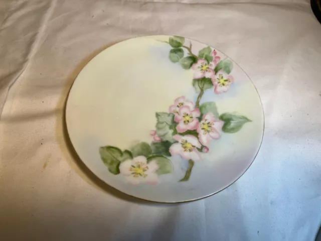 Antique Silesia Pink Flowers Gold Trim Koenigszelt 7” Plate