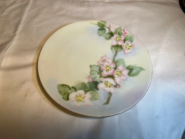 Antique Silesia Pink Flowers Gold Trim Koenigszelt 7” Plate