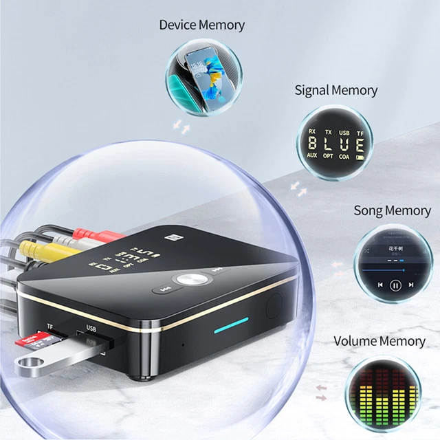 2 in 1 Transmitter Receiver Wireless NFC to 2RCA Stereo Adapter USB Bluetooth AU