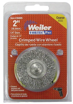 Stem-Mounted Crimped Wire Wheel, 3 in D, .014 in Carbon Steel Wire, 20,000 Rpm