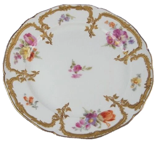 Nice KPM Berlino Porcellana Neuzierat Floreale & IN Rilievo Oro Piastra