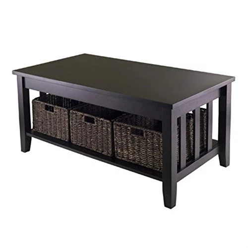 Ergode Morris Coffee Table with 3 Foldable Baskets