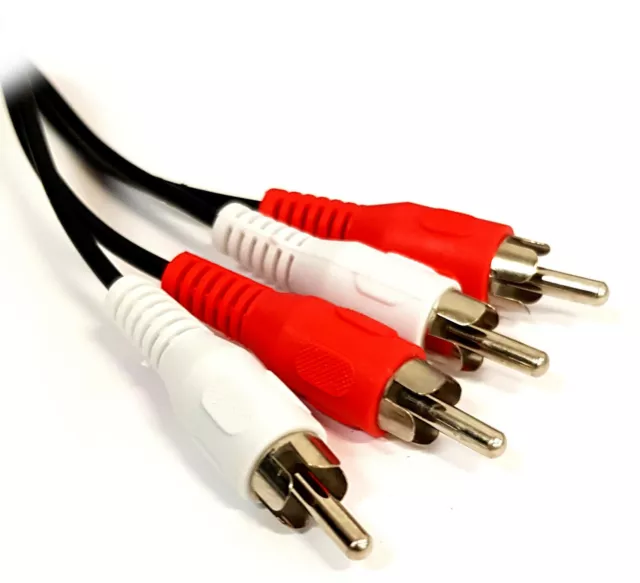 TWIN 2 RCA Phono Red White Male Plug Audio Lead Cable 1m 1.5m 2m 3m 5m 10m