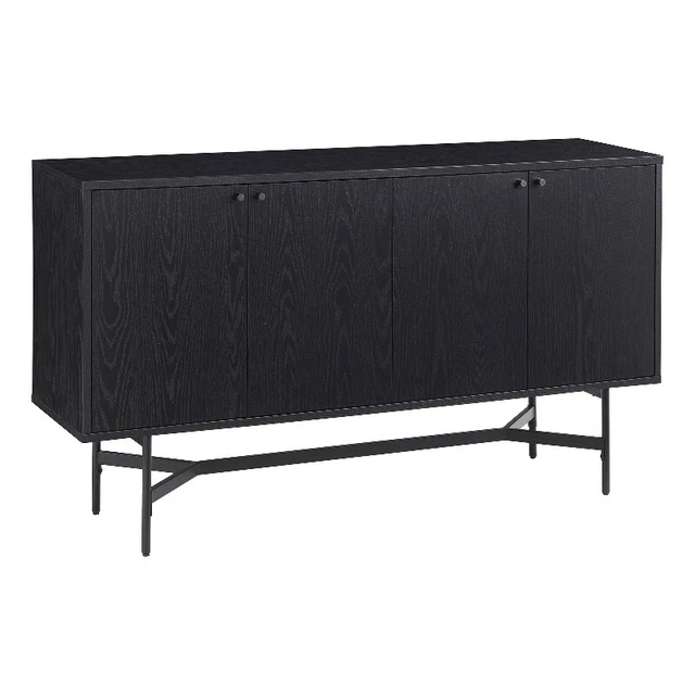 Henn&Hart 58" Black Grain MDF/Metal Buffet Table