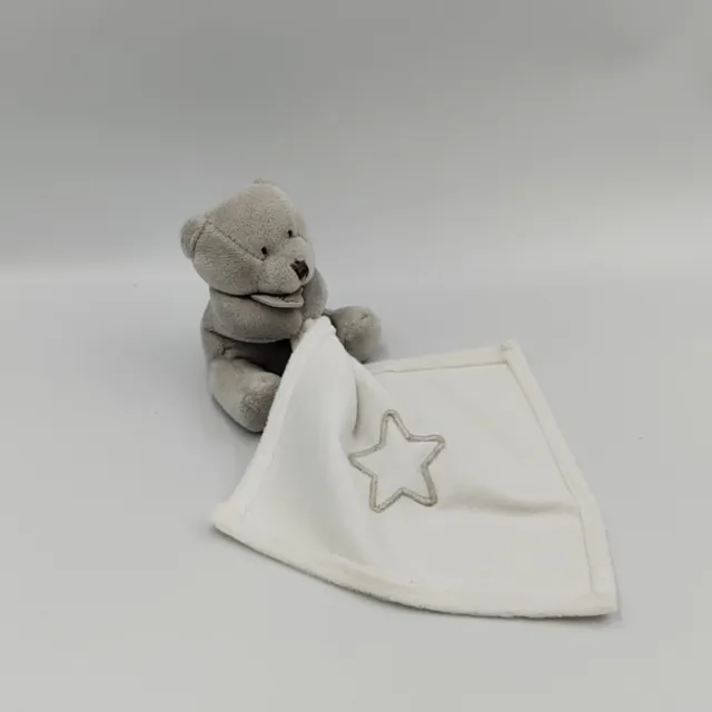 Doudou ours gris mouchoir blanc étoiles Baby nat - 30317