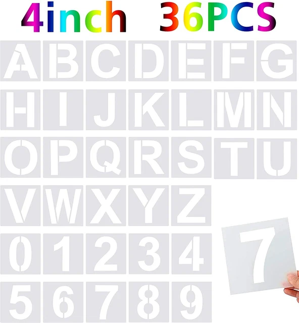 36 PIECES LARGE Alphabet Letter Stencils Number Stencils Reusable
