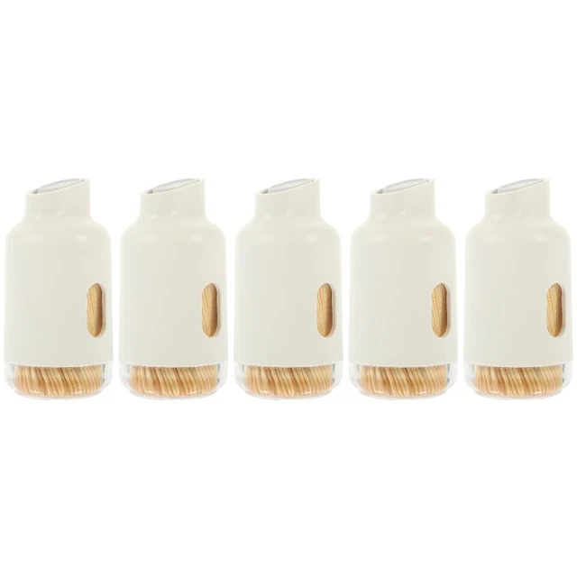 5 Count Press Toothpick Box Wooden Toothpicks Decorative Toothpicks Natural