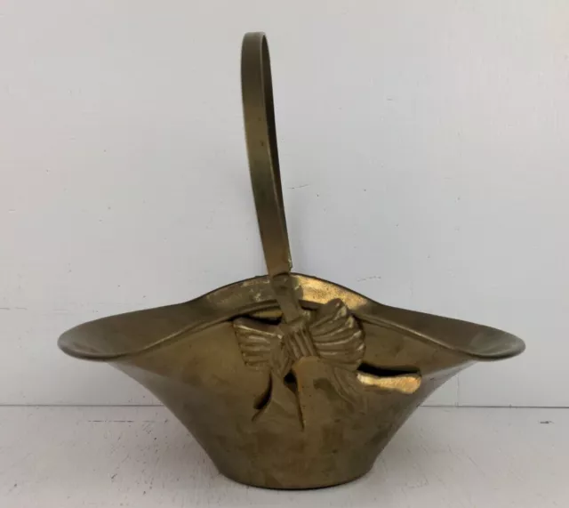 Vintage Brass Basket Bows Moveable Handle Bow Bonnet Basket