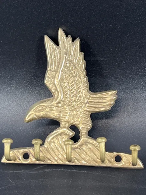 Vintage Solid Brass Eagle Key Wall Holder Hanger 5 Hook - India