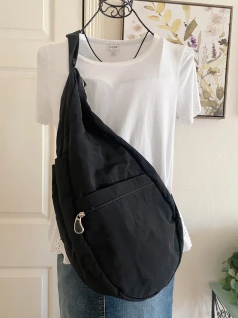 Ameribag Healthy Sling Shoulder Back Bag Black Nylon Extra Large