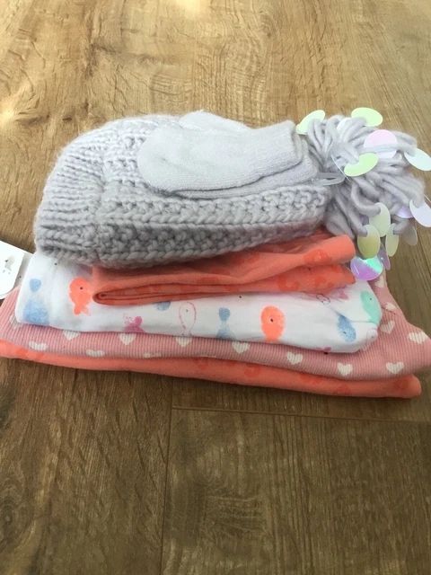 Baby Girls Bundle of Clothes Age 3/6 Months Hat Mittens Dress Top Disney Set 6