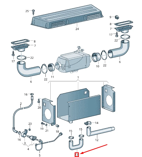 VOLKSWAGEN CRAFTER 2F MK1 auxiliary heating air pipe 2E0819329 NEW