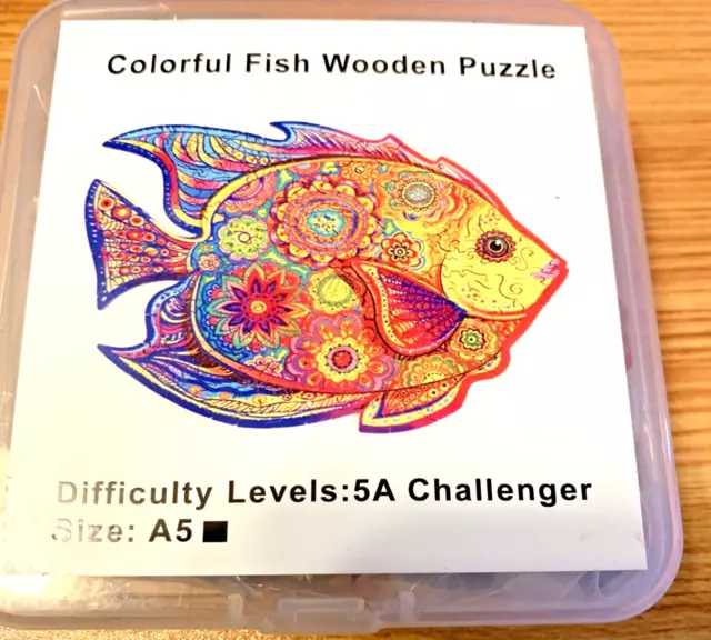 Unidragon Wooden Jigsaw Puzzle "Colorful Fish" for Adults, Size A5, Appx 105 pcs