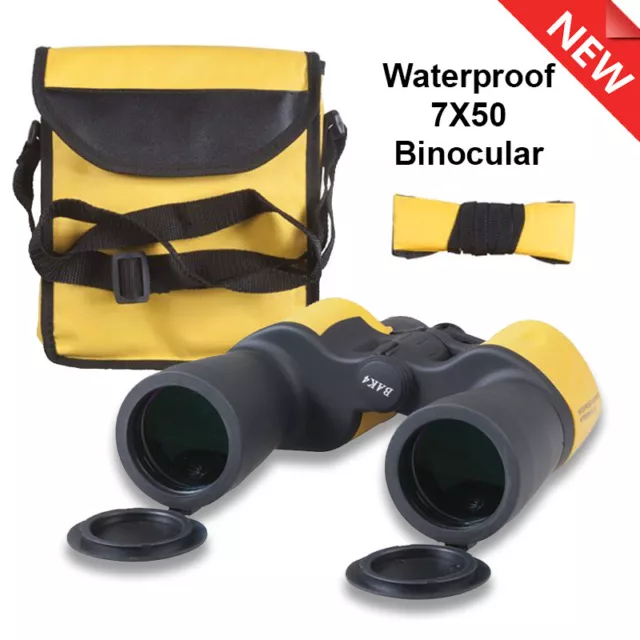 Binoculars, 7 x 50 Magnification Waterproof Marine Individual Eye Focus Yellow