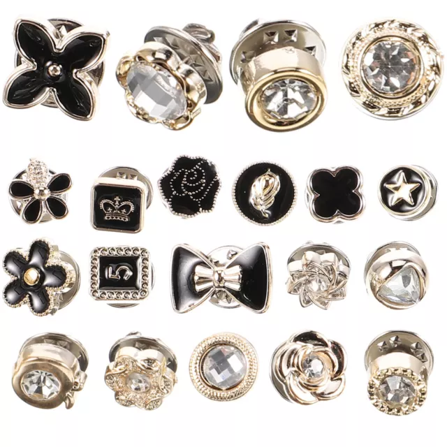20 PCS Brooch Collar Pin Alloy Vintage Buttons The Crowd