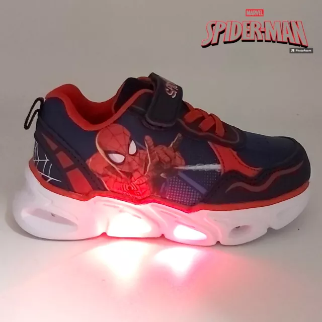 scarpe con luci SPIDERMAN da bambino ginnastica per bimbo sportive a strappo