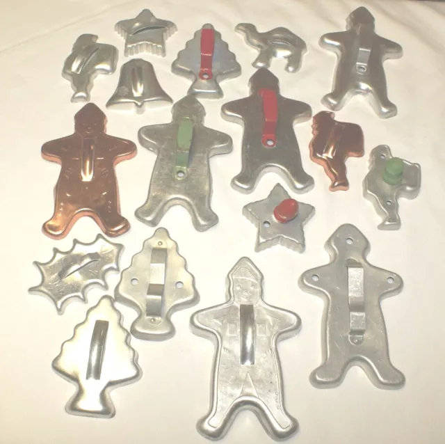 VTG Cookie Cutters Christmas Tree Santa Snowman Bell Gingerbread Star Aluminum