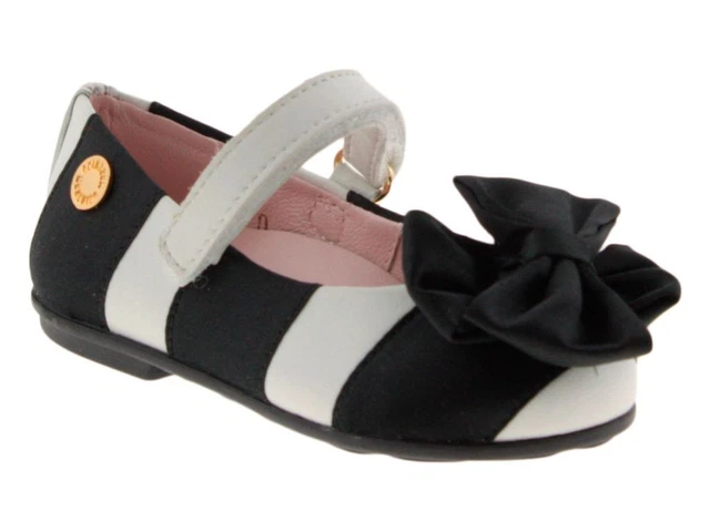 Moschino Kid - teen scarpe ballerine bambina raso bianco e nero cerimonia