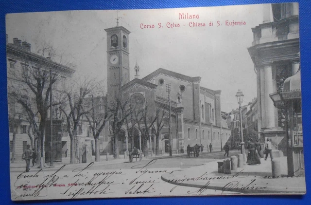 Cartolina Milano Corso san Celso  Chiesa di S. Eufemia
