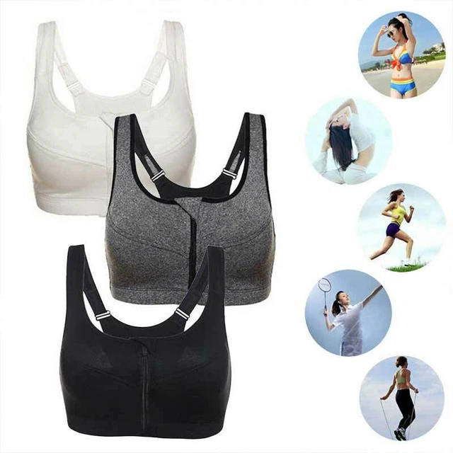 Damen Sport BH Push Up Ohne Bügel Vorderverschluss Fitness Joggen Yoga Bra 5