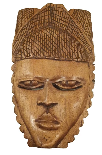 VINTAGE Large African Hand Carved WALL DECOR WOOD MASK
