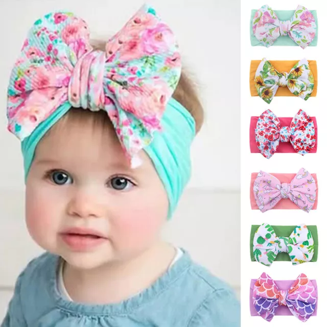 Baby Rabbit Headband Floral Elastic Bowknot Hair Band Girls Bow-knot Newborn Bow