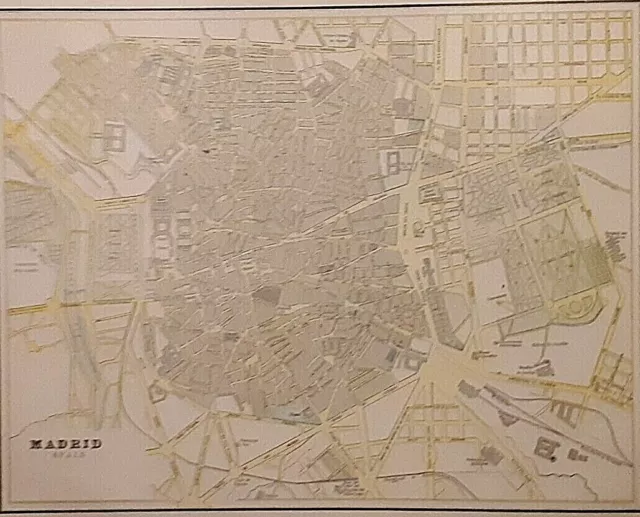 Vintage 1907 Atlas Map ~ MADRID, SPAIN ~ Old & Authentic ~ Free S&H