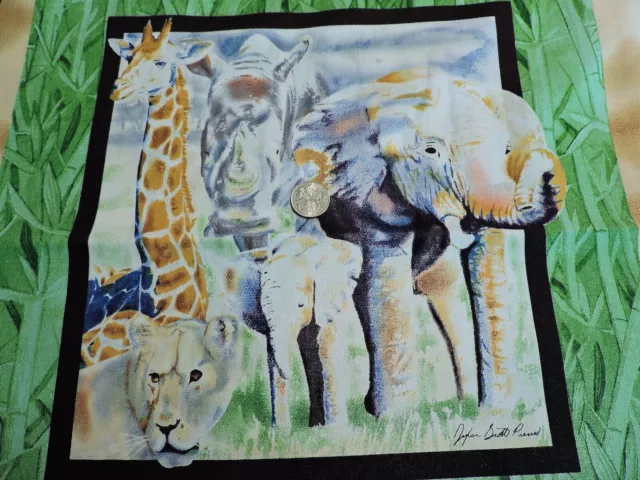 100% Cotton Fabric   Pillow Panel - Wall Hanging  Beautiful Jungle Animals 2