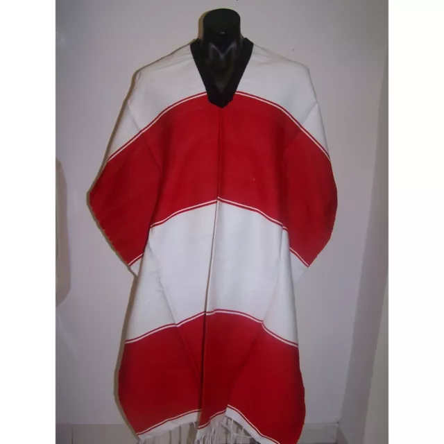 Mexican Poncho Red & White