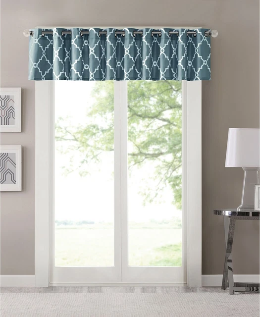 Cefa de ventana Madison Park Saratoga estampado de trastes azul 50"" x 18"" A9Z174