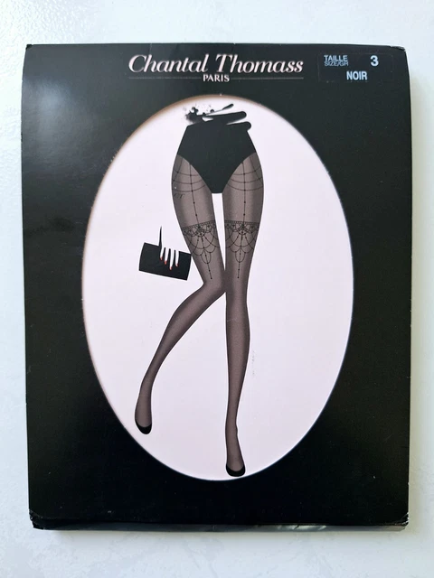Collants Chantal Thomass Avec Jarretière Et Nœud - 70 Deniers - Taille 4 - Noir - Fabriqué En Italie