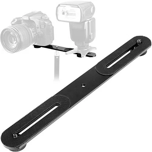 1/4'' Dual Camera Mount Flash Bracket Extension Bar 10.6'' Straight Flash Bra...
