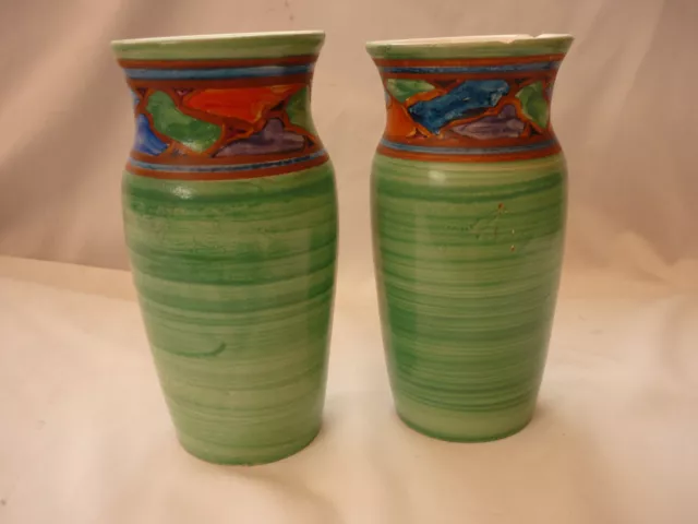 1927-1933 a pair of Art Deco vases from Joyous Pottery Broadstone, Poole Dorset.