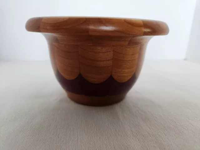 Hand Turned Wood Bowl Signed By Artist Russell Hanten Cherry Walnut Purple Heart