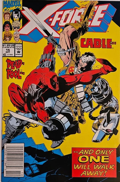 X-Force #15 Marvel Comics Deadpool Vs Cable! Rare Newsstand 1992! High Grade MCU