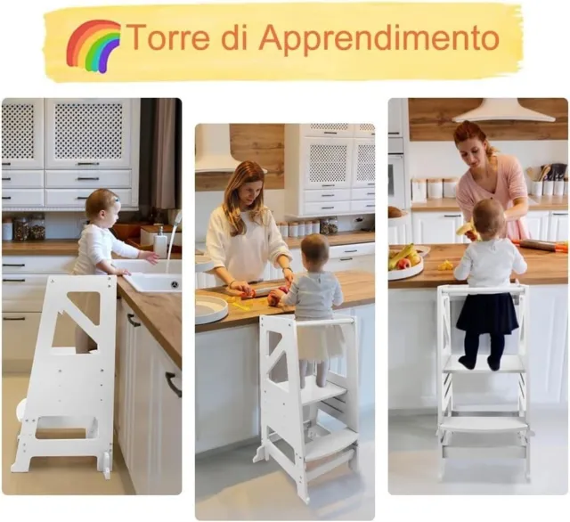 Arte Del Legno, HAPPY TOWER Torre Montessoriana Di Apprendimento per Bambini  Bia