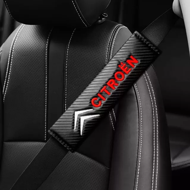 2Pcs Citroen Shoulder Pad Cover Protector Seat Belt Carbon Fibre Style